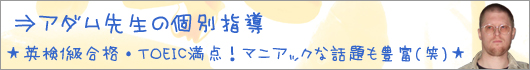 アダム先生の個別指導・時事問題が得意!マニアックな話題も豊富(笑)